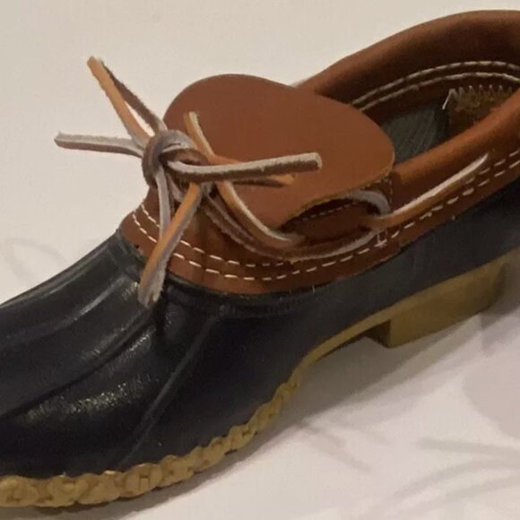 LL Bean Blue Brown Low Duck Boots Shoes Womens Sz 7 N Waterproof Rubber USA - Picture 7 of 9